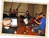 The String Players for Cafecito Latin Band at a recording session for their first CD El Gato